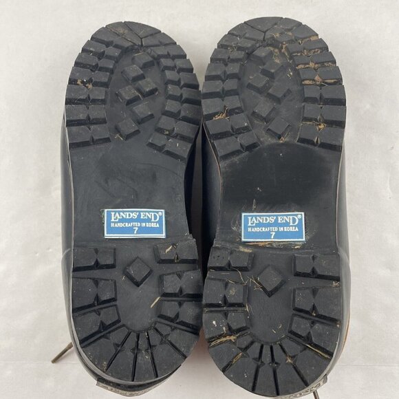 Lands End Duck Ankle Boots Women’s 7 Leather & Rubber Lace Up Shoes - Picture 7 of 12